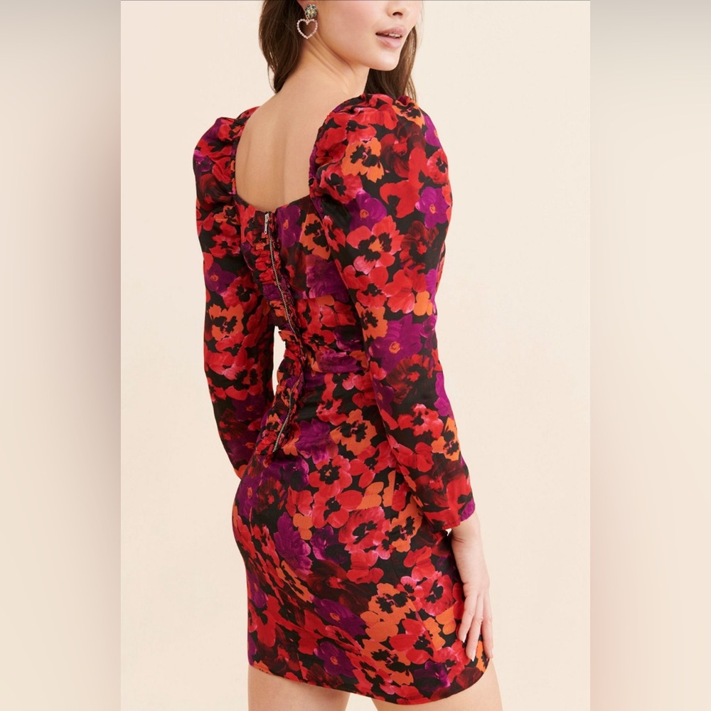 SAYLOR Alouette Floral Mini Dress Women’s Size M Puff Sleeve Ruched $275 Retail - Picture 2 of 7
